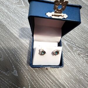 Elegant Silver and Green Stud Earrings Fine Jewelers